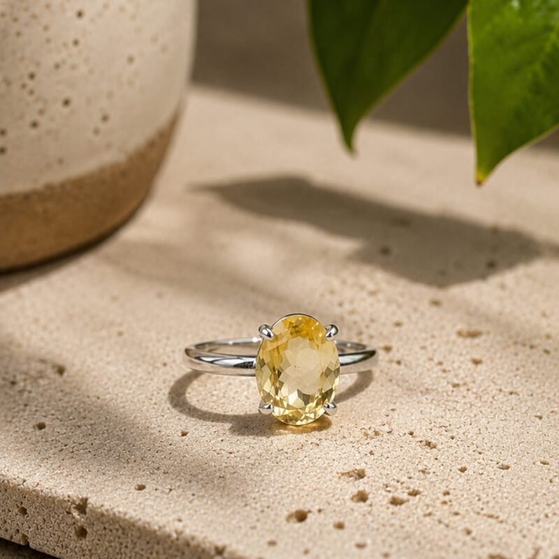 Abhimantrit Natural Citrine Crystal Ring
