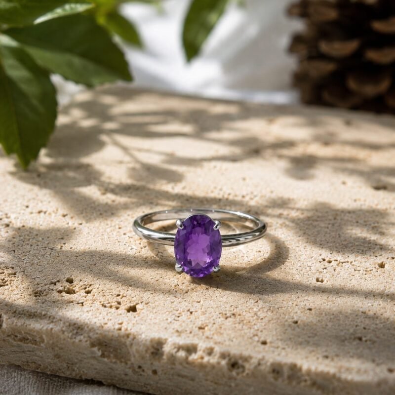 Abhimantrit Natural Amethyst Crystal Ring