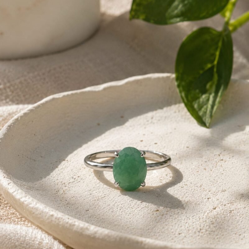 Abhimantrit Natural Green Aventurine Crystal Ring