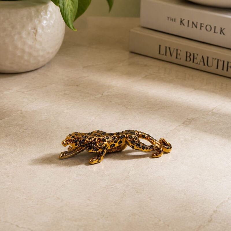 Golden Pyrite Jaguar Decorative Statue(7× 1.8Inches)