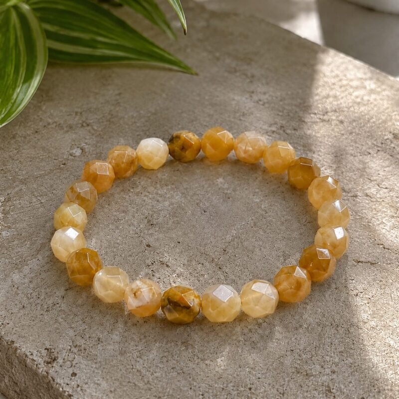 Abhimantrit Daimond Cut Golden Rutile Bracelet