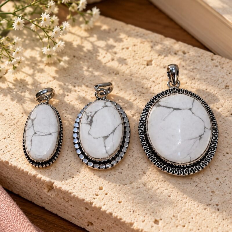 Abhimantrit Natural Howlite Crystal Pendants