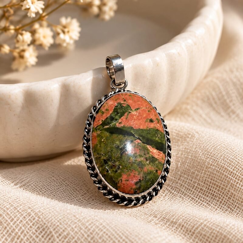 Abhimantrit Natural Rhodochrosite Crystal Pendant